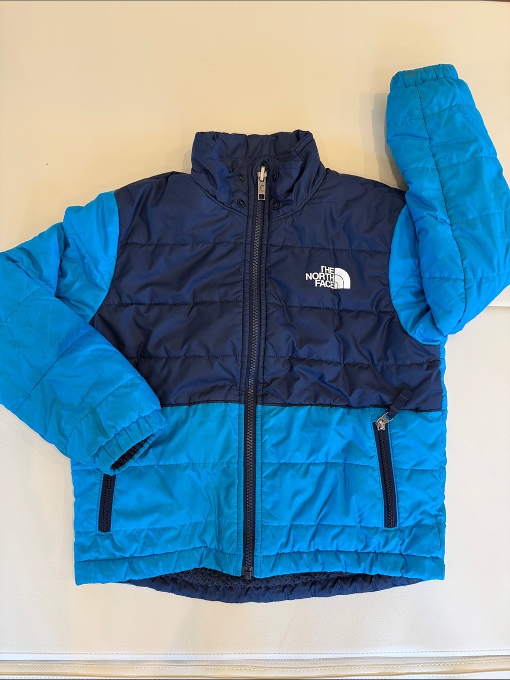 The North Face Blue Colorblock Puffer Jacket